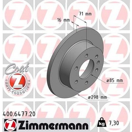 ZIMMERMANN Brake Disc - Standard/Coated, 400.6477.20 400.6477.20